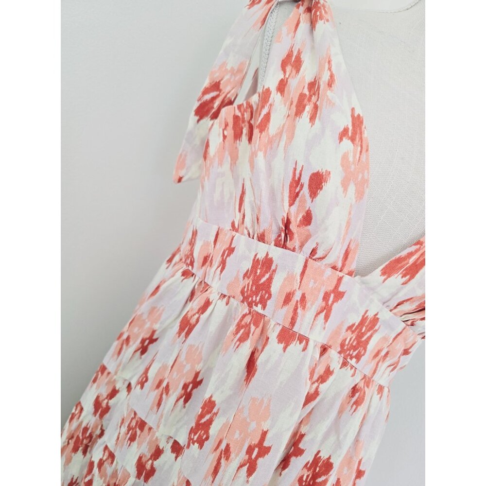 House of Harlow 1960 Linen Blend Midi Maxi Tiered Cottagecore Sleeveless Dress M - Picture 4 of 15